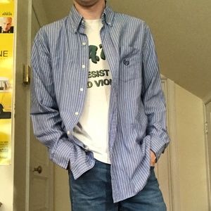 Vintage Striped Blue Button-Up